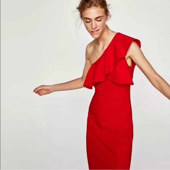 ZARA | Red Midi Dress - Picture 2 of 5
